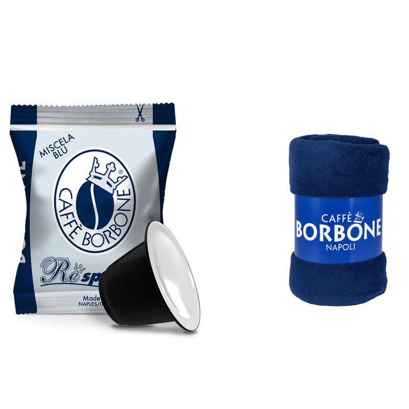 600 Capsule Borbone Respresso Compatibili Nespresso Miscela Blu' + PLAID OMAGGIO