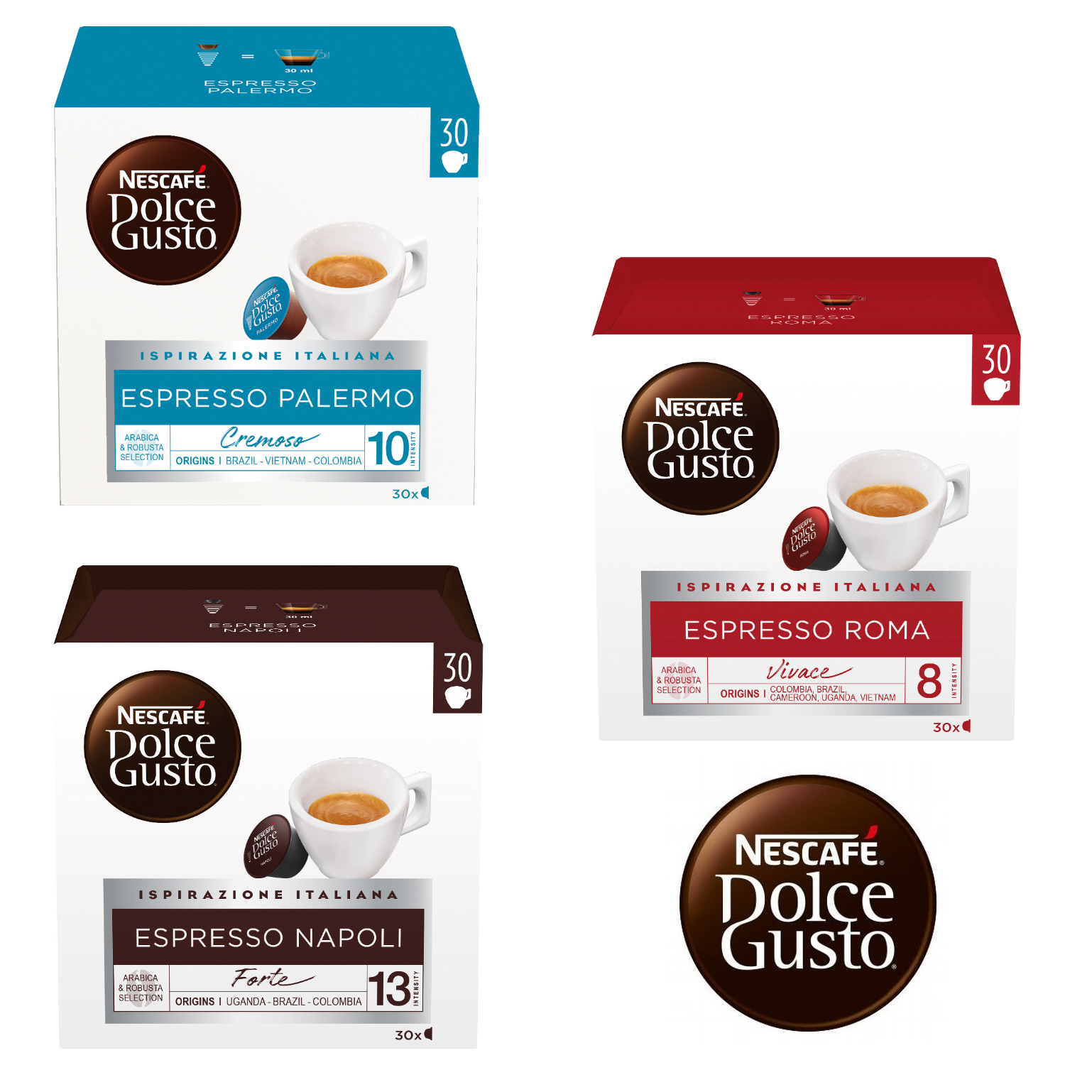 360 Capsule NESCAFE' DOLCE GUSTO Gamma Ispirazione Italiana 12 Confezioni  Da 30 Capsule Gusti a Scelta Magnum Pack - Nescafé Dolce Gusto