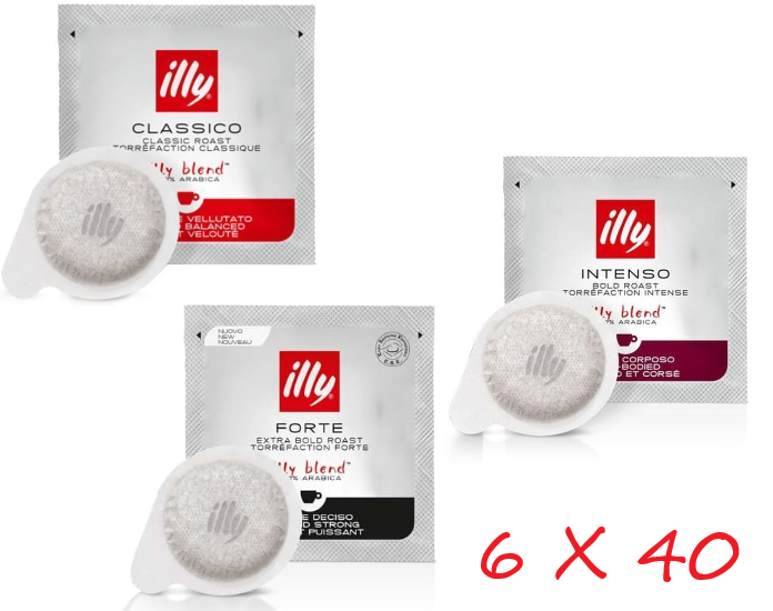 240 Cialde Filtro Carta ESE 44 mm Illy Gusti a Scelta 6 Confezioni Da 40 Cialde Gusti A Scelta