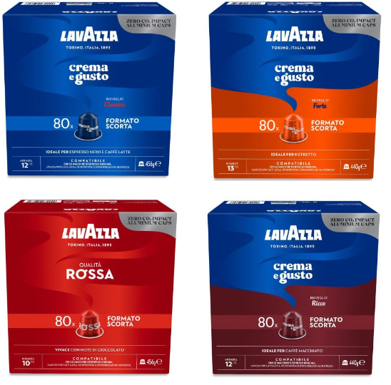 480 Capsule In Alluminio Lavazza Compatibili Nespresso Gusti A Scelta