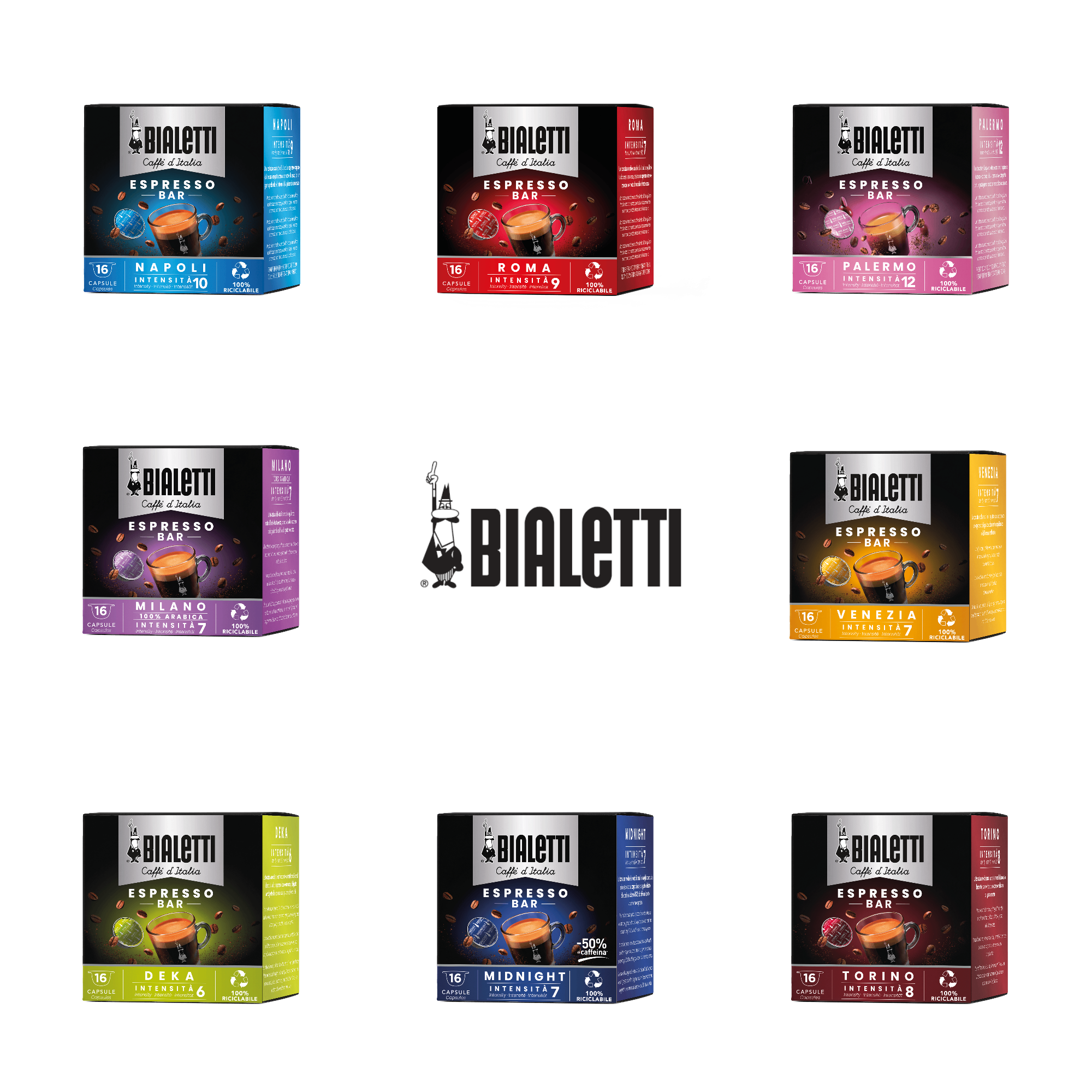 128 Capsule Caffe' BIALETTI 8 Confezioni Da 16 Capsule Gusti a