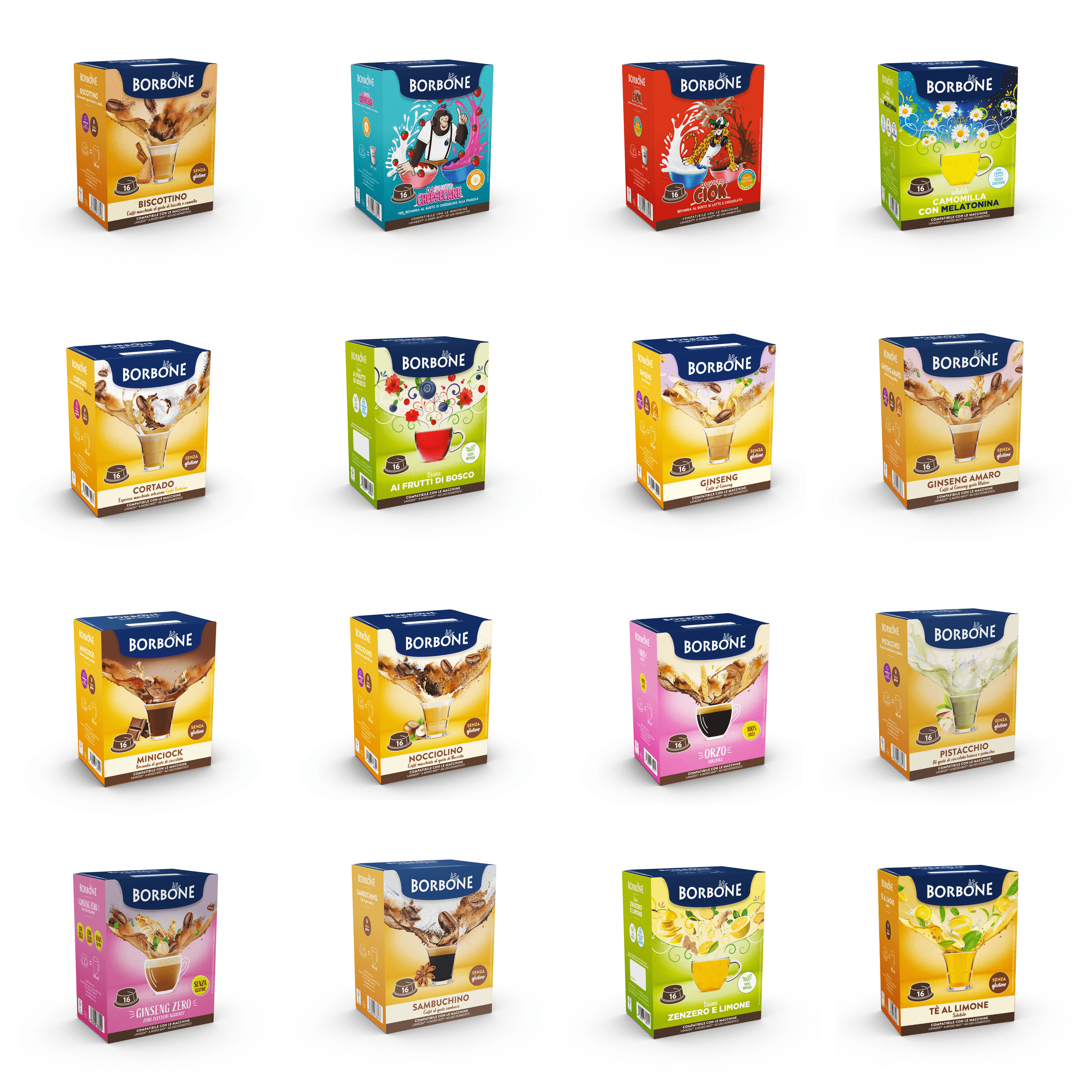 96 Capsule Borbone Infusi & Solubili Compatibili A Modo Mio 6 Confezioni Da 16 Capsule Gusti a Scelta